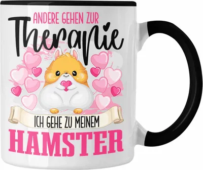 Produktbild von Trendation - Hamster Tasse Geschenk für Hamster Besitzerin Therapie Lustiger Spruch Geschenkidee (Schwarz)