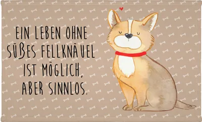 Produktbild von Mr. & Mrs. Panda Handtuch Hund Glück - Hundeglück - Geschenk, kleines, Herz, 50x100, Flauschtuch, Corgie, Frotteehandtuch, Spruch, Sprüche, Liebe, 100x50