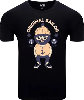 Produktbild von Diarbo Herren T-Shirt mit Meeresdruck Cooler Matrose Schwarz Gr.XXL