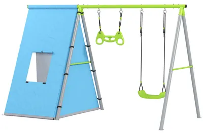 Productafbeelding van AIYAPLAY 3-in-1 schommelset: schommelrek met speeltent en turnringen