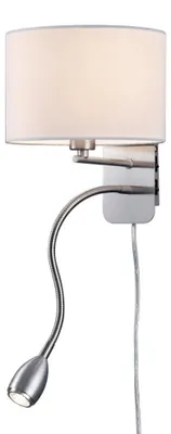 Obrázok produktu pre Trio Leuchten - Moderné okrúhle nástenné svietidlo matný nikel s bielym tienidlom - Hotel I Obývacia izba I Spálňa - Kovové okrúhle - I E14