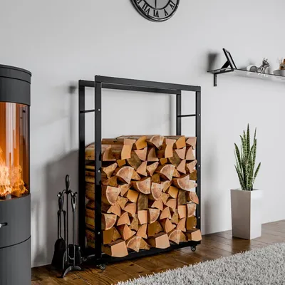 Produktbild von Kaminholzständer Keri mit Rollen 25x80x150 schwarz