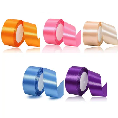 Produktbild von Geschenkband Satinband, 5 Farben 40mmx22,8m Breit Geschenkband Schleifenband Dekoband für Bastelarbeiten und Geschenkverpackung DIY Kunsthandwerk
