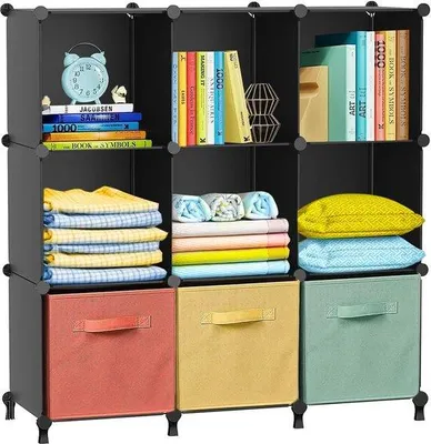 Produktbild von Famanu Kleiderschrank mit 9 Würfeln, DIY Regal, schwarz