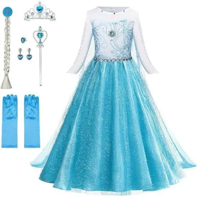Obrázek produktu pro Princess šaty s 6 doplňky pro dívky, kostým pro narozeninovou párty, Halloween a Carnival