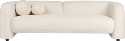 Produktbild von BELIANI Sofa Cremeweiß aus Samt 3-Sitzer mit Dekokissen Modernes Elegantes Design Couch für Wohnzimmer