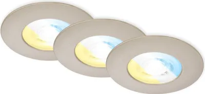 Produktbild von LED 3er Set Einbauleuchten CCT Dimmbar Einbaustrahler 4,9 W 580lm Matt Nickel