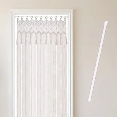 Produktbild von COZYOR Makramee-Vorhang, mit Holzösen Boho Vorhang Türvorhang Fenstervorhang 132x200cm, wahlweise mit Stange