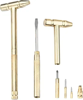 Produktbild von 6 In1 Multifunktionale Kupferhammer - 2 Stück Mini Hammer mit Schraubendreher - Handwerkzeug für Reparaturen und den Hausgebrauch