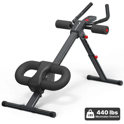 Produktbild von Bauchtrainer - Verstellbare AB-Maschine 2314 - Faltbar - Mit Knieschutz - Bis 200 kg belastbar - Heimtraining - Schwarz