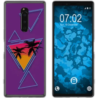 Produktbild von PhoneNatic Case kompatibel mit Sony Xperia 1 Silikon-Hülle Retro Wave Palmen M3