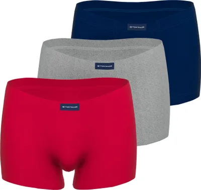 Immagine prodotto di TOM TAILOR Pantaloncini da uomo, confezione da 3 - X-LASTIC, Boxer, Pantaloni, Cotone elasticizzato Marine/Rot/Grau S