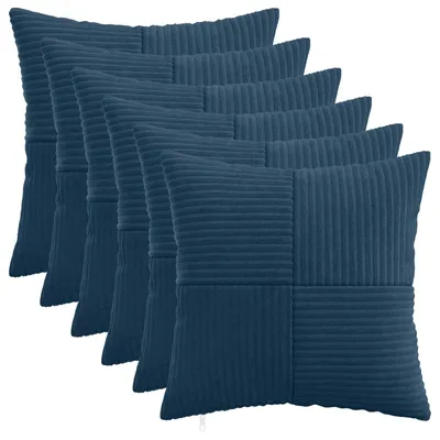 Obrázok produktu pre vidaXL Vankúšový poťah, 6 ks, ALMELO, námorná modrá, 50 x 50 cm, materiál: cord