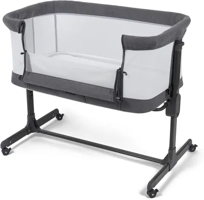 Produktbild von Aurora 2-in-1-Beistellbett, Nachttisch und freistehendes Babybett mit Matratze, 0–6 Monate (9 kg), grau