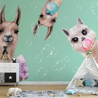 Produktbild von Selbstklebende Folie Fototapete - Crazy Llamas 196x140 cm Für Kinder e-C-0079-a-a