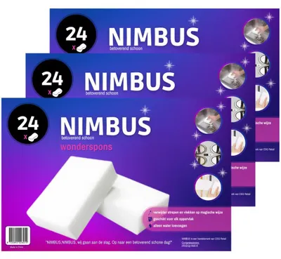 Immagine prodotto di 3 confezioni di spugne miracolose NIMBUS da 24 pezzi