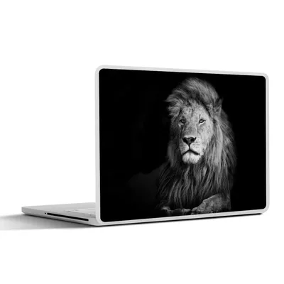 Produktbild von MuchoWow® Laptop Aufkleber Sticker Cover Wildlife - Löwe - Schwarz - Weiß 30x22 cm - Laptop-Sticker