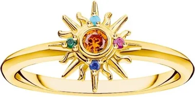 Produktbild von Thomas Sabo Ring Damen Sonne Steine Bunt Vergoldet TR2458-488-7 Gr. 50