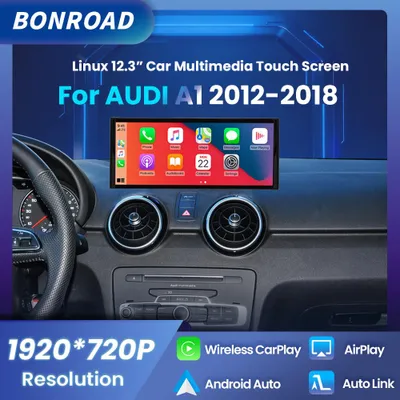 Image de Autoradio 12,3 pouces, résolution 1920x720P, compatible CarPlay et Android Auto sans fil, Bluetooth 5.0, système de navigation GPS intégré