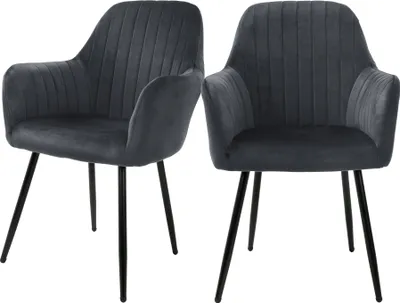 Obrázek produktu pro ML-Design sada 2 jídelních židlí s opěradlem, šedá, ze sametu