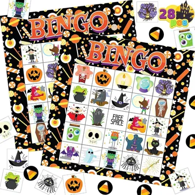Produktbild von Halloween Bingo Spielkarte für Schul und Familienaktivitäten 28 Stück
