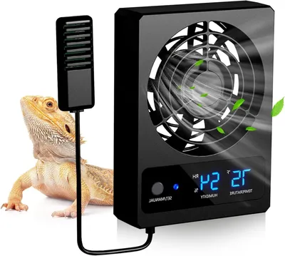 Productafbeelding van Ventilatieventilator voor reptielenbehuizing met vochtmeter en led-display