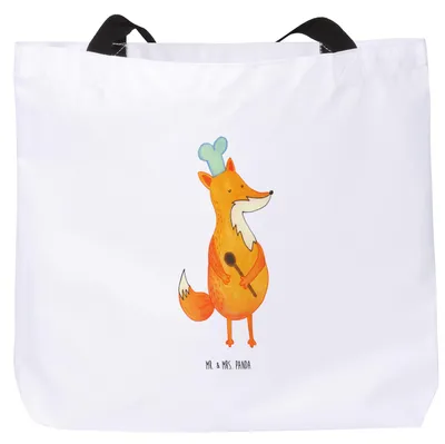 Produktbild von Mr. & Mrs. Panda Einkaufstasche Fuchs Koch - Weiß - Geschenk, Spruch Lustig, Bäcker, Tote Bag, Hungrig, Kochlöffel, Laptoptasche, Strandtasche, Chefkoch, Tasche