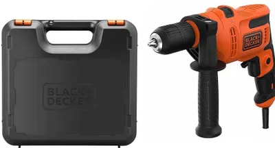 Zdjęcie produktu dla Black & Decker BEH200K-QS, Wiertarka pistoletowa, Zamek centralny, Czarny, Pomarańczowy, 1,3 cm, 2900 RPM, 2 cm