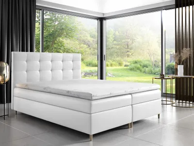 Produktbild von Boxspringbett Schlafzimmerbett ARVID 180x200cm Kunstleder Weiss