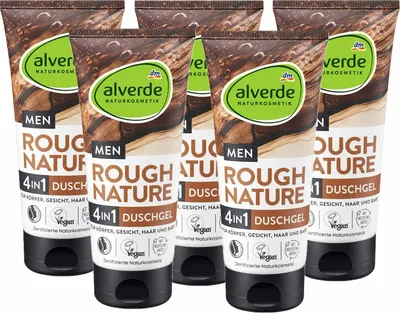 Produktbild von 5 x alverde Naturkosmetik MEN - Duschgel 3in1 Rough Nature (5 x 200 ml)