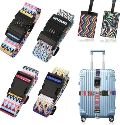 Immagine prodotto di Cinghie per borse con cerniera e chiusura a combinazione - 4 pezzi - Set per borse da viaggio