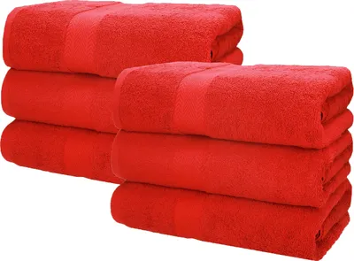 Produktbild von Betz 6 Stück Saunatücher 70 x 200 cm PREMIUM 100% Baumwolle Badetuch Liegetuch Strandtuch   Farbe: rot