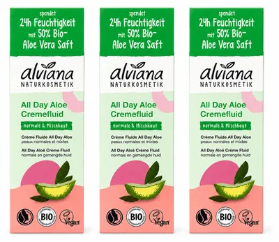 Produktbild von Alviana Naturkosmetik All Day Aloe Cremefluid – 50 ml ( 3 Pack)