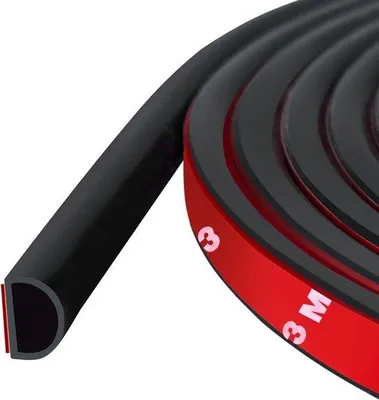 Image de Joint de porte autocollant noir - 6 m - bande flexible en silicone