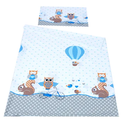 Produktbild von BABYLUX Kinderbettwäsche 2 Tlg. 100 x 135cm aus Baumwolle Bettwäsche Bettbezug Bezug 2 Tlg. für Babybett Babybettwäsche 53. Eule Blau