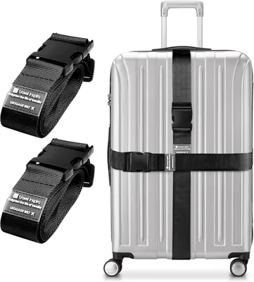 Image de Sangles de bagage, lot de 2, réglables, pour voyage, couleur noire