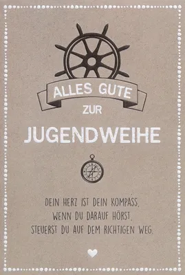 Produktbild von Jugendweihe Karte mit Umschlag, unverpackt, Steuerrad Kompass