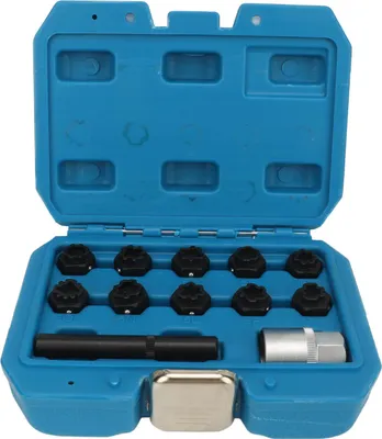 Obrázek produktu pro 12ks sada klíčů na blokování matic kol Rustproof Anti Theft Lug Nut Installation Removal Socket Tool Replacement pro Benz