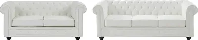 Produktbild von Sofas 3-Sitzer & 2-Sitzer - Kunstleder - Weiß - CHESTERFIELD