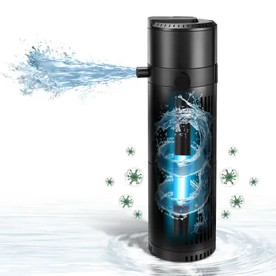 Zdjęcie produktu dla Pompa filtrująca 4 w 1, oczyszczacz UVC, filtr akwariowy do 150–300 l, 800 l/h, timer, filtr wewnętrzny 25 W, filtracja, oczyszczanie UV, napowietrzanie, przepływ, pompa zanurzeniowa