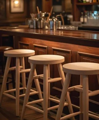 Image de Élégant tabouret de bar en bois pour les intérieurs modernes et les bars chaleureux