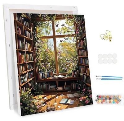 Image de Kit de peinture à l'huile pour adultes, "Peinture par numéros", paysage, format 30x40 cm, idéal pour les débutants, comprenant une toile, des peintures acryliques et des pinceaux