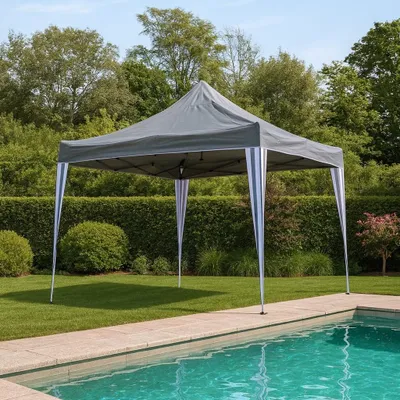 Produktbild von Gartenpavillonzelt Partyzelt Pavillon 2,5x2,5m Farbe grau #4367