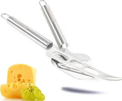 Image de Set de couteaux à fromage en acier inoxydable - Pour couper les fromages à pâte dure - Couteaux à fromage - Manche rond - Cadeau - Accessoires de cuisine