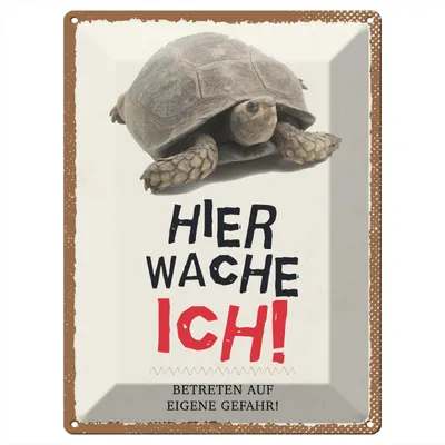 Produktbild von Blechschild Wandbild in : Brillante Farben, Größe 30 x 40 cm Motiv Blechschild Spruch 30x40cmkröte hier wache eigene Gefahr