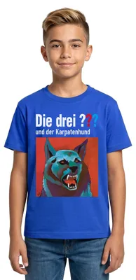 Produktbild von Spreadshirt Die Drei Fragezeichen Und Der Karpatenhund Teenager T-Shirt, 134/146 (9-11 Jahre), Royalblau