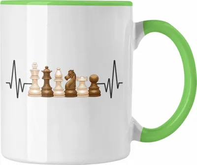 Produktbild von Trendation - Schach Herzschlag Tasse Geschenk für Schachspieler Hobby Geschenkidee (Grün)