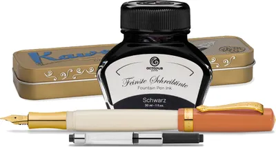 Produktbild von Kaweco Student Füllhalter mit 30 ml Füllhaltertinte, Konverter und Metalletui 70's Soul, Schwarz
