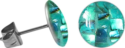 Produktbild von Chirurgenstahl Ohrstecker mit rundem Mosaik Größe - 8 mm Farbe - Türkis