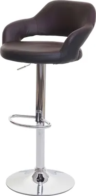 Produktbild von Barhocker HWC-F16, Barstuhl Tresenhocker Drehhocker, mit Lehne Kunstleder  braun-schwarz